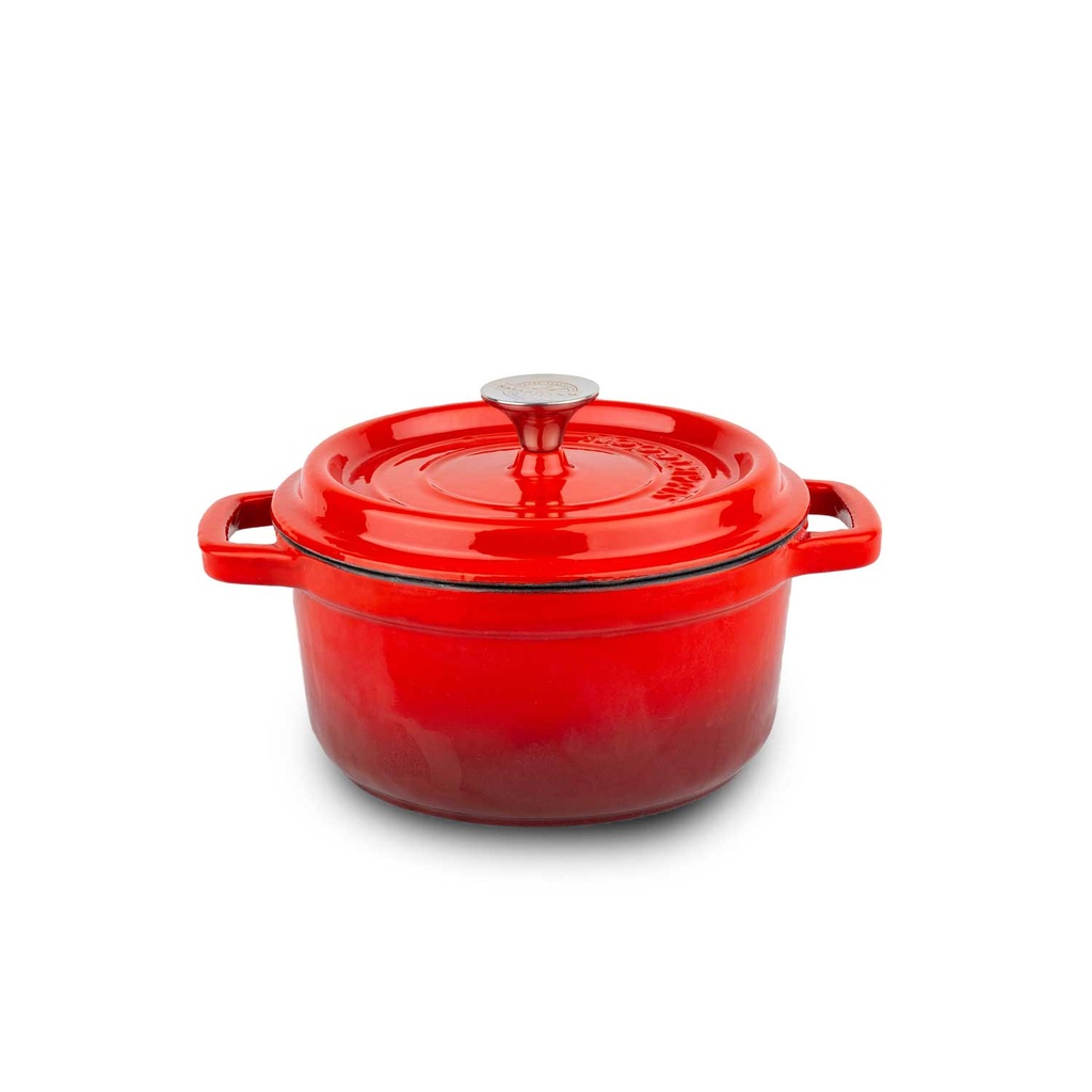 [EC1017A-R] Cocotte Ronde En Fonte  20Cm Rouge