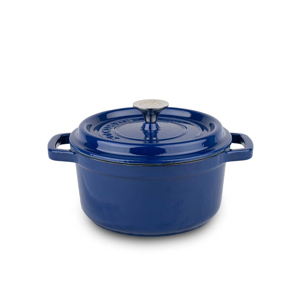 [EC1017A-N] Cocotte Ronde En Fonte 20Cm Bleue