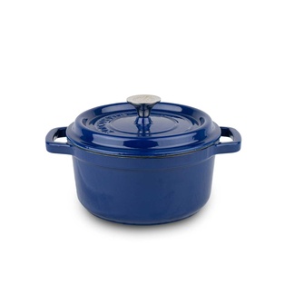 Cocotte Ronde En Fonte 20Cm Bleue